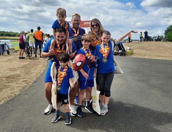 Team Vincent, donned their Spiderman shirts, and smashed through the Triathlon to finish with great big smiles on their faces.